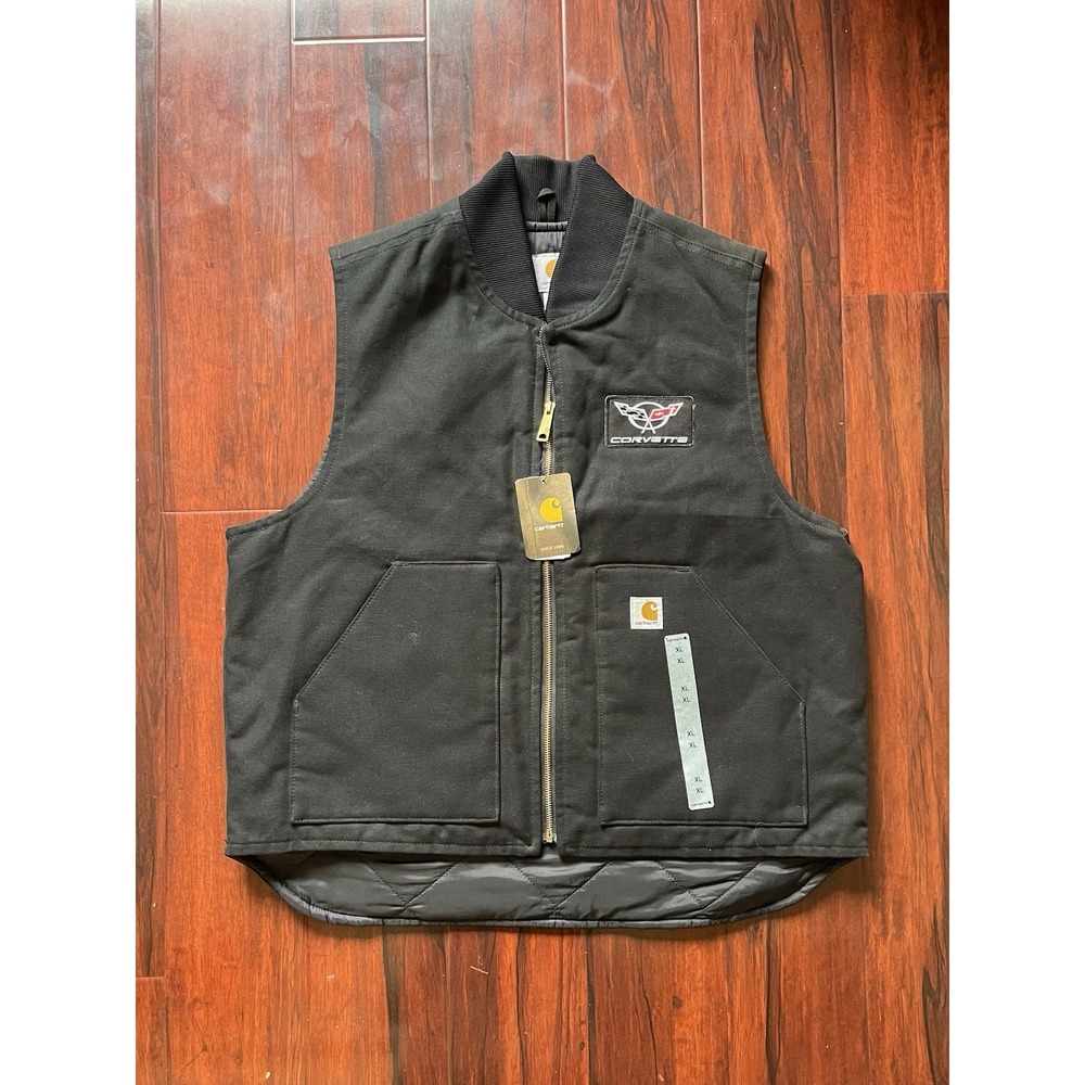 Carhartt Duck Vest V01 Black Corvette Patch Insulated Men's XL BNWOT MSRP $90